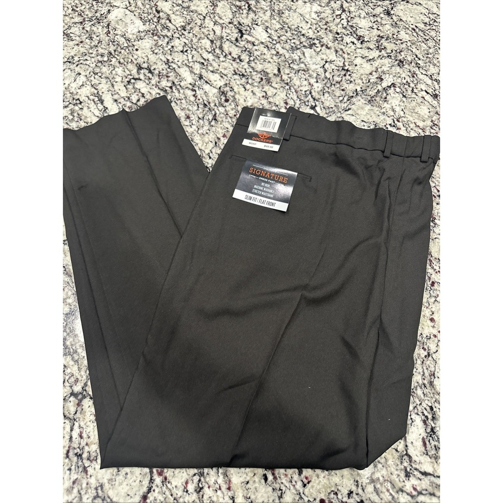 NEW Dockers Pants 42x32 Black Chino Khakis Straight Individual Fit Waist NWT
